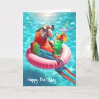 Birthday Parrot With Drink