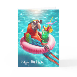 Birthday Parrot With Drink Card