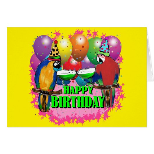 BIRTHDAY PARROTS CARDS (Front Horizontal)