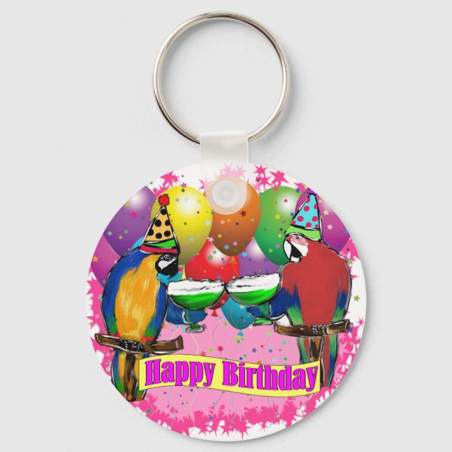 BIRTHDAY PARROTS KEYCHAIN (Front)