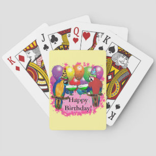 BIRTHDAY PARROTS POKER CARDS