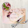 Birthday part rose gold pink floral paper placemat