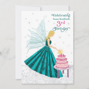 Birthday Party 3 Yr. Girl Fairy Lighting Candles Invitation