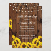 Birthday Party 40th 50th 60 Sunflower Wood Invite (Front/Back)