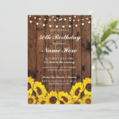 Birthday Party 40th 50th 60 Sunflower Wood Invite (Standing Front)