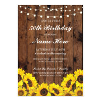Birthday Party 40th 50th 60 Sunflower Wood Invite