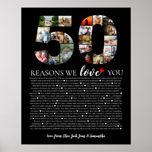 birthday party 50 reasons why we love you photo poster