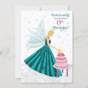 Birthday Party 6 Yr. Girl Fairy Lighting Candles Invitation