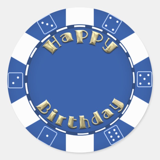 Birthday party add age poker chip sticker (Front)
