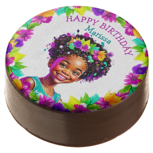 Birthday Party African_American Girl Personalized Chocolate Covered Oreo
