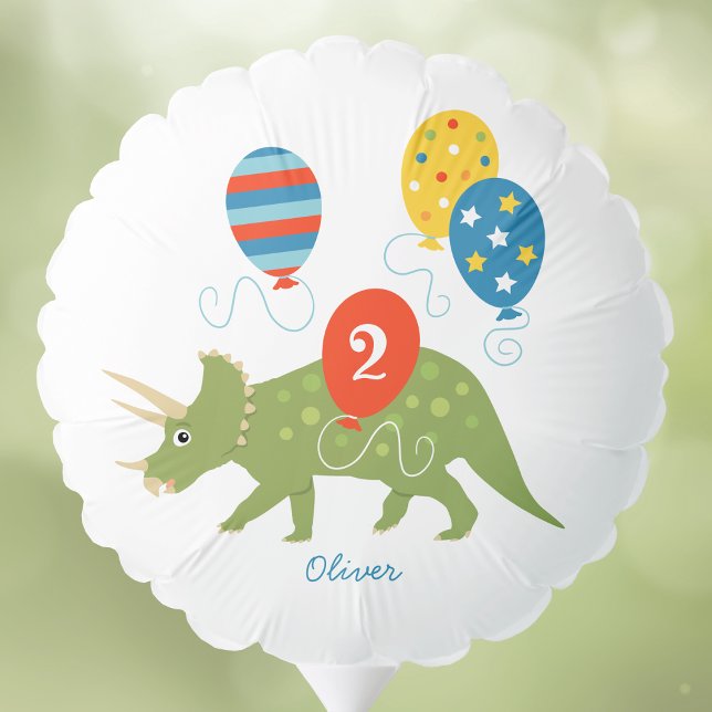 Birthday Party Age Cute Dinosaur 2nd Name Balloon (Creator Uploaded)