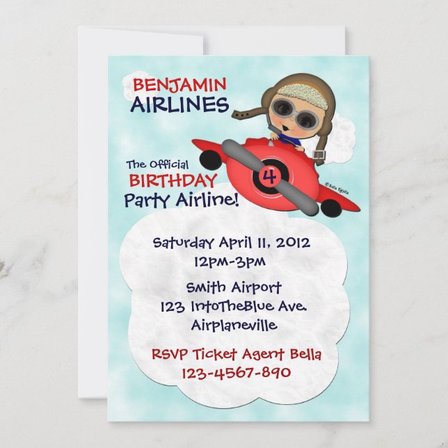 Birthday Party Airlines Invitation (Front)