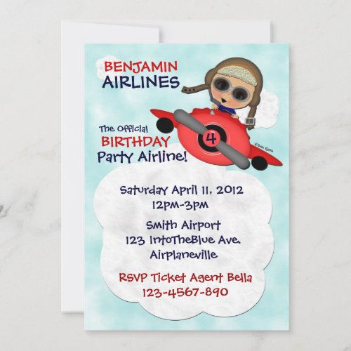 Birthday Party Airlines Invitation