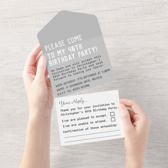 Birthday Party All In One Invitation (Tearaway)