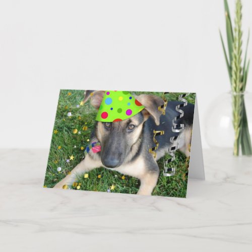 Birthday Party Animal German Shepherd Card