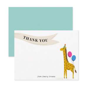Birthday Party Animal Giraffe Thank You Note Card