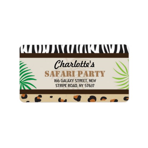 Birthday Party Animal Print Safari Address Labels