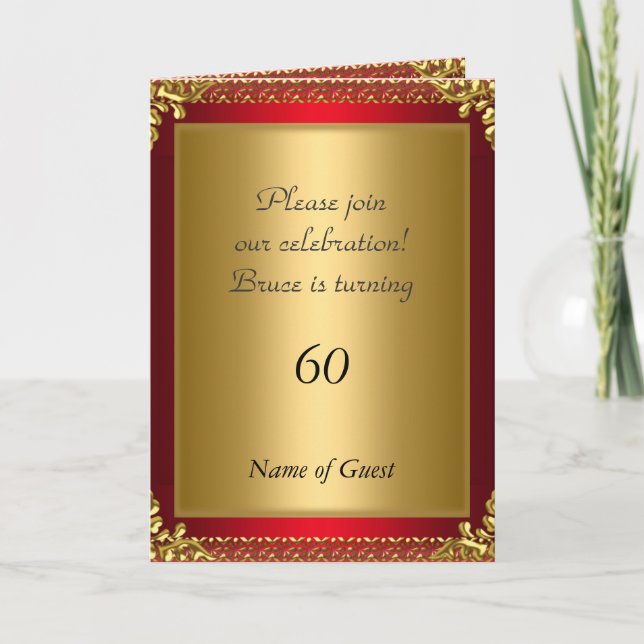 Birthday Party Announcement Royal Red (Front)