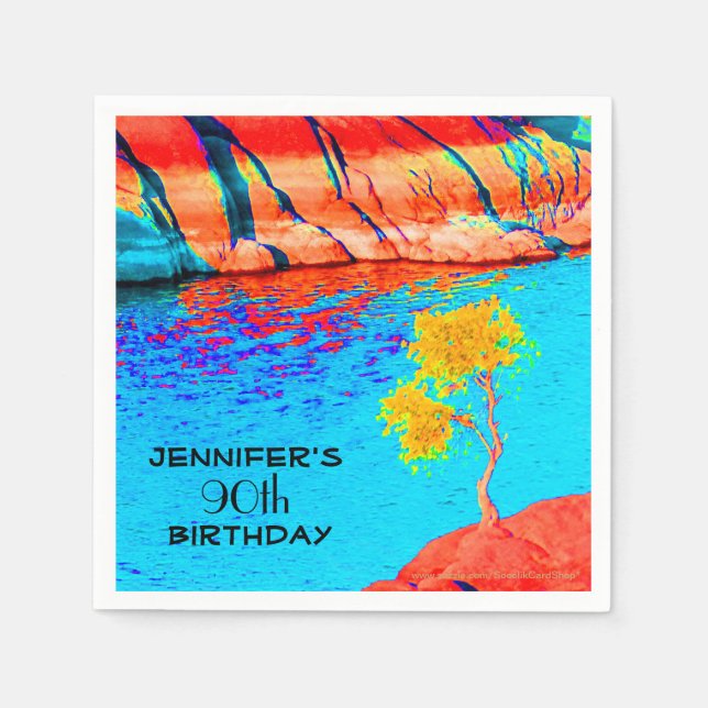 Birthday Party, Any Age, Golden Yellow Tree Paper Napkins (Front)