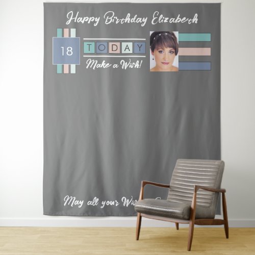 Birthday party any age photo grey 18 backdrop