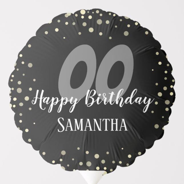 Birthday Party Any Age with Confetti Black Balloon (Front)