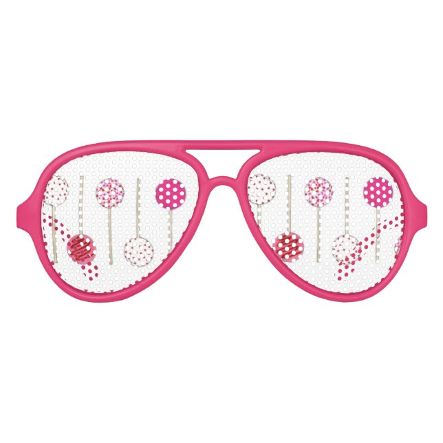 Birthday Party Baby Bridal Shower Pink Cake Pops Aviator Sunglasses (Front)