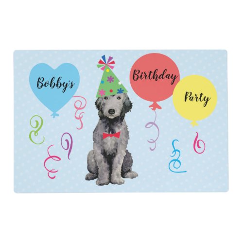 Birthday Party Balloon Bedlington Terrier Placemat