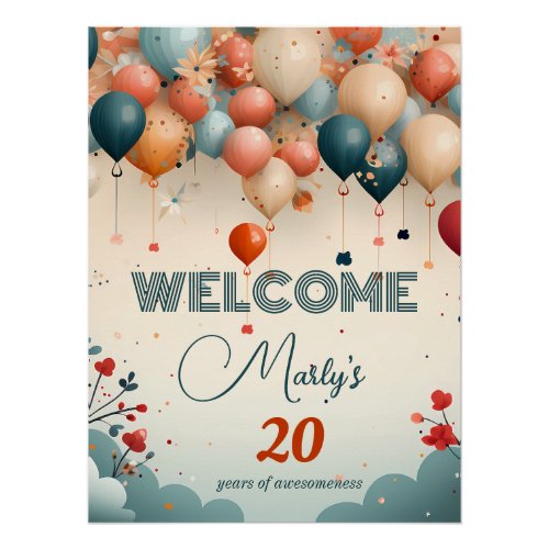 Birthday Party  Balloon Welcome Poster