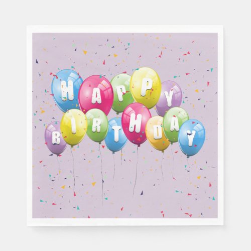 Birthday Party Balloons and Confetti Napkins