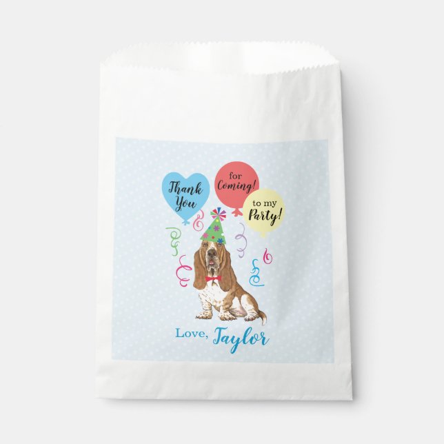 Birthday Party Balloons Basset Hound Favor Bag (Front)