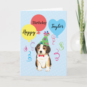 Birthday Party Balloons Beagle Card