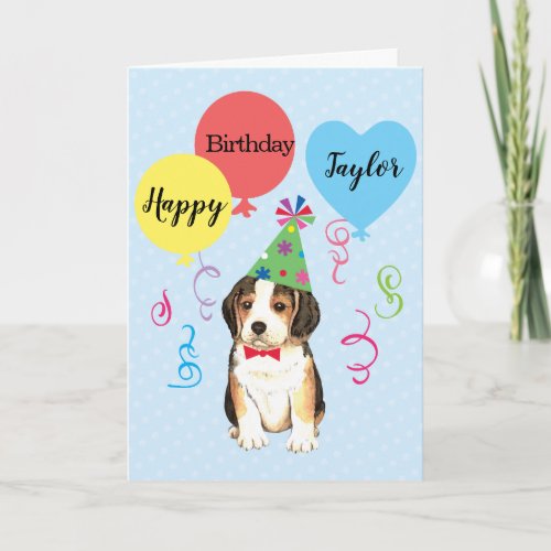 Birthday Party Balloons Beagle Card