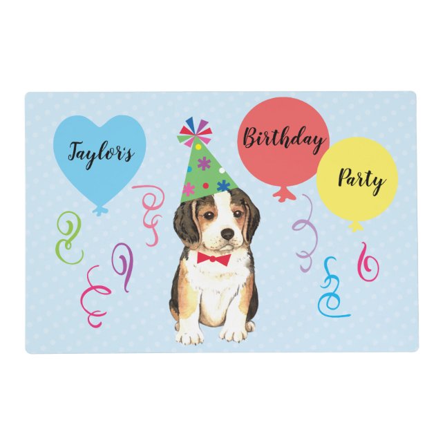 Birthday Party Balloons Beagle Placemat (Front)