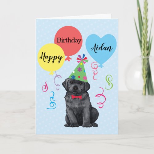 Birthday Party Balloons Black Lab Card