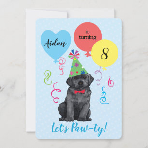 Birthday Party Balloons Black Lab Invitation