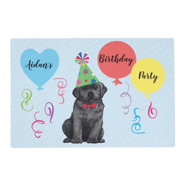 Birthday Party Balloons Black Lab Placemat (Front)
