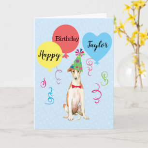 Birthday Party Balloons Borzoi Card