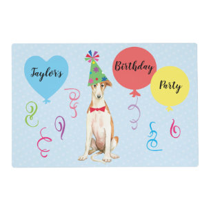 Birthday Party Balloons Borzoi Placemat