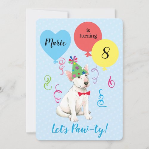 Birthday Party Balloons Bull Terrier Invitation