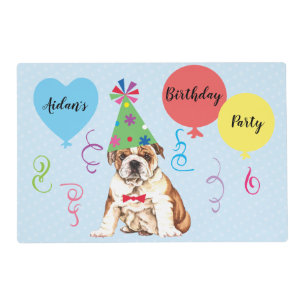 Birthday Party Balloons Bulldog Placemat
