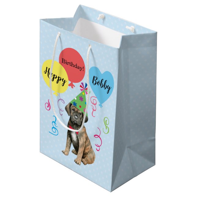 Birthday Party Balloons Cane Corso Medium Gift Bag (Front Angled)