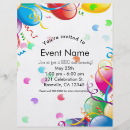 Birthday Party Balloons Confetti Event Flyer