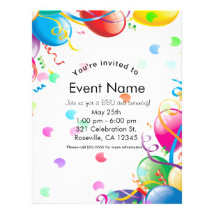 Birthday Party Balloons Confetti Event Flyer