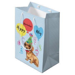 Birthday Party Balloons Dachshund Medium Gift Bag