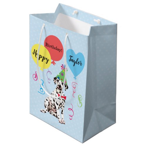 Birthday Party Balloons Dalmatian Medium Gift Bag