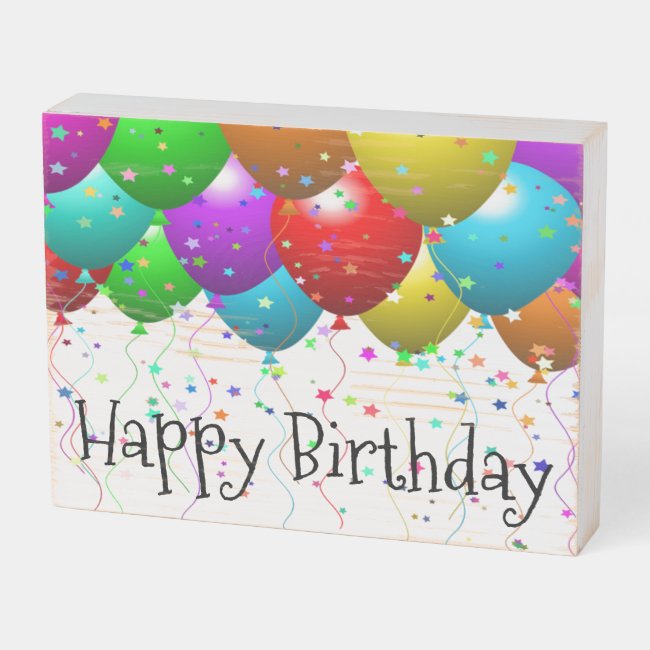 Birthday Party Balloons Design Wood Box Sign