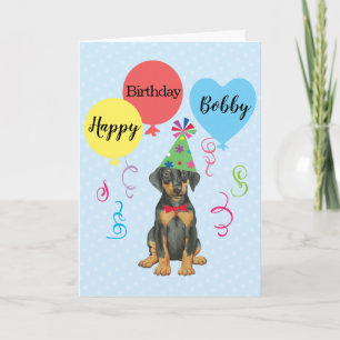Birthday Party Balloons Doberman Card