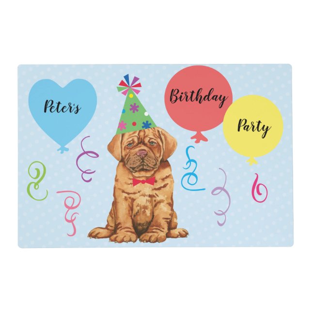 Birthday Party Balloons Dogue de Bordeaux Placemat (Front)