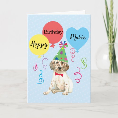 Birthday Party Balloons English Setter Card