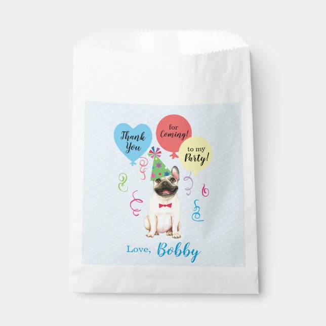 Birthday Party Balloons French Bulldog Favor Bag (Front)